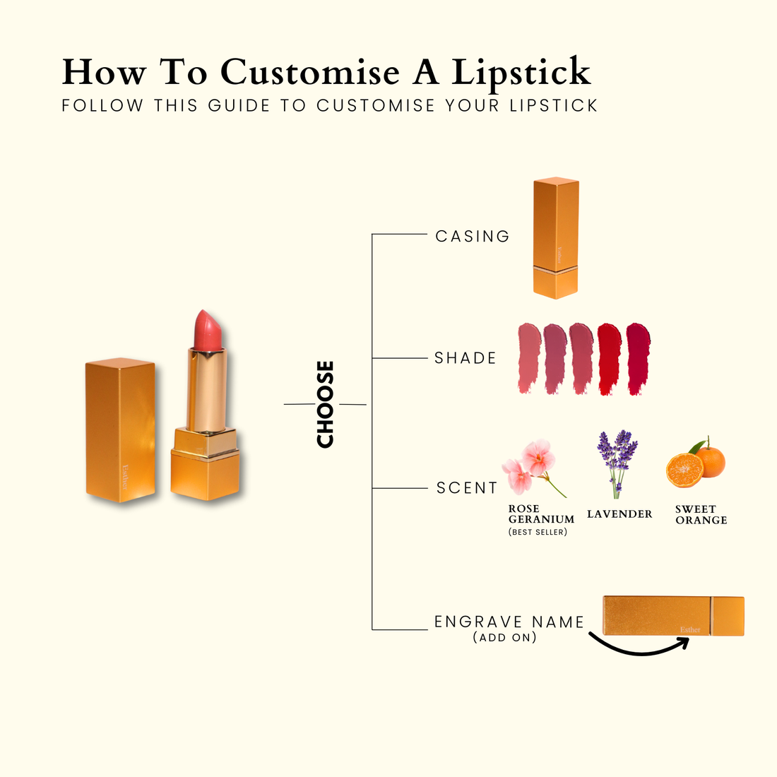 Customised Lipstick - Gold Elegant Series