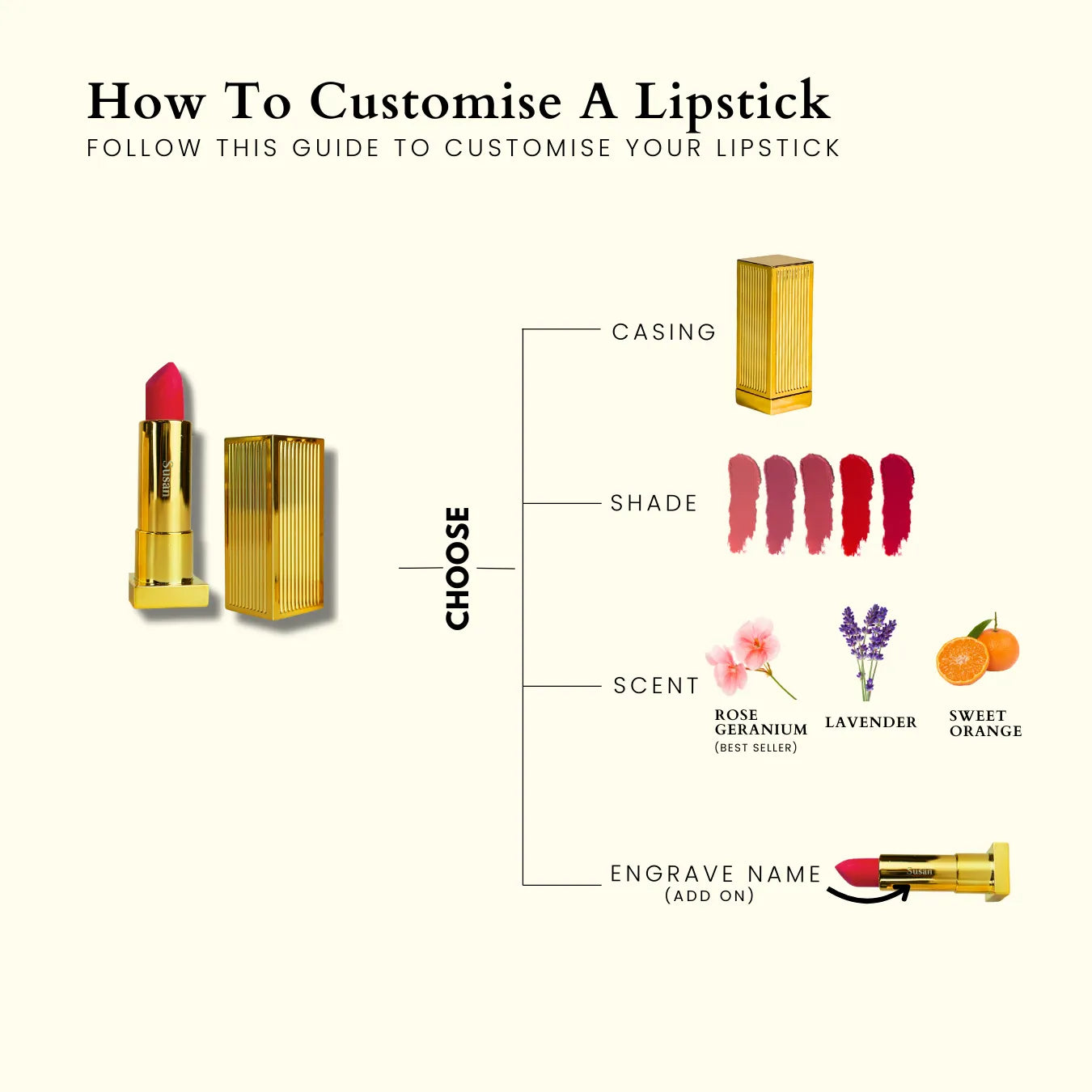 Customised Lipstick - Gold Elegant Series